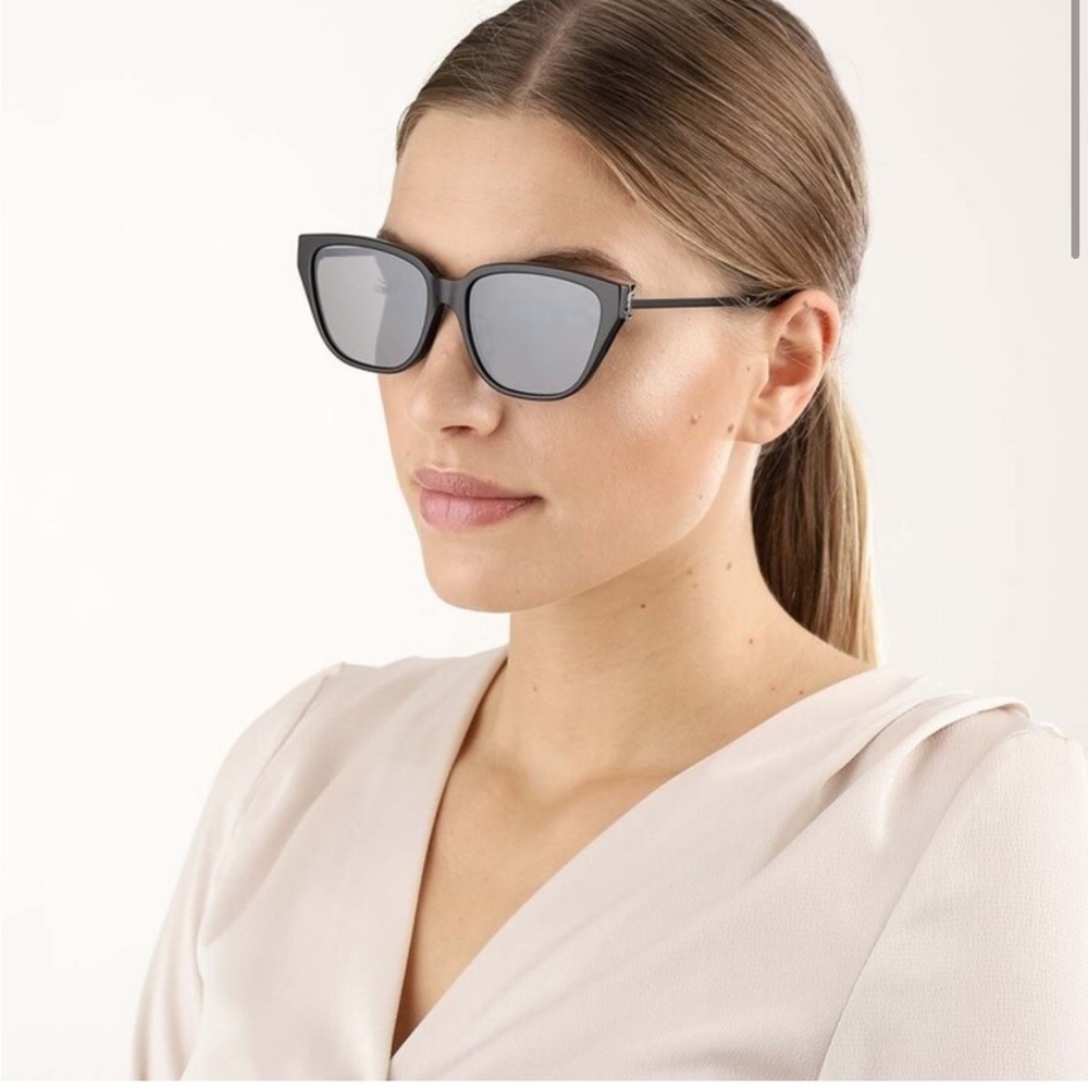Authentic Saint Laurent black sunglasses with logo on the side of the frame EUC